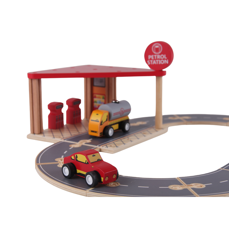 Wooden Petrol Station Set